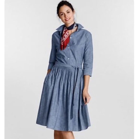 Lands' End Dresses & Skirts - Lands’ End Blue Chambray Button Front Dress